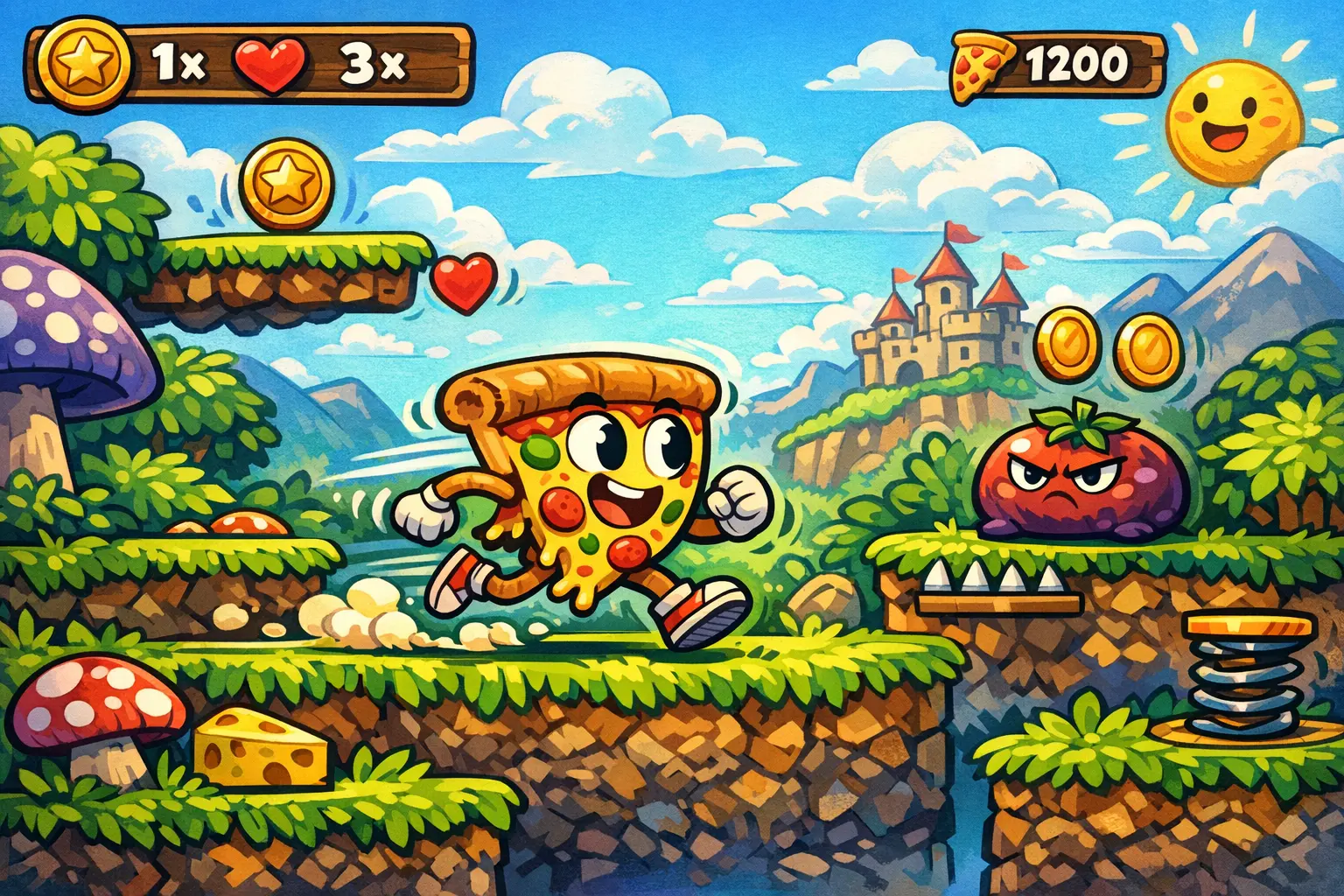 Pizza Tower Indie-Spiel Screenshot mit bunter 2D Animation