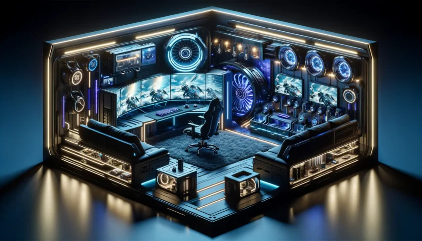 Gaming-Guides 2026 modernes Gaming-Setup mit ergonomischer Beleuchtung und optimaler Raumgestaltung