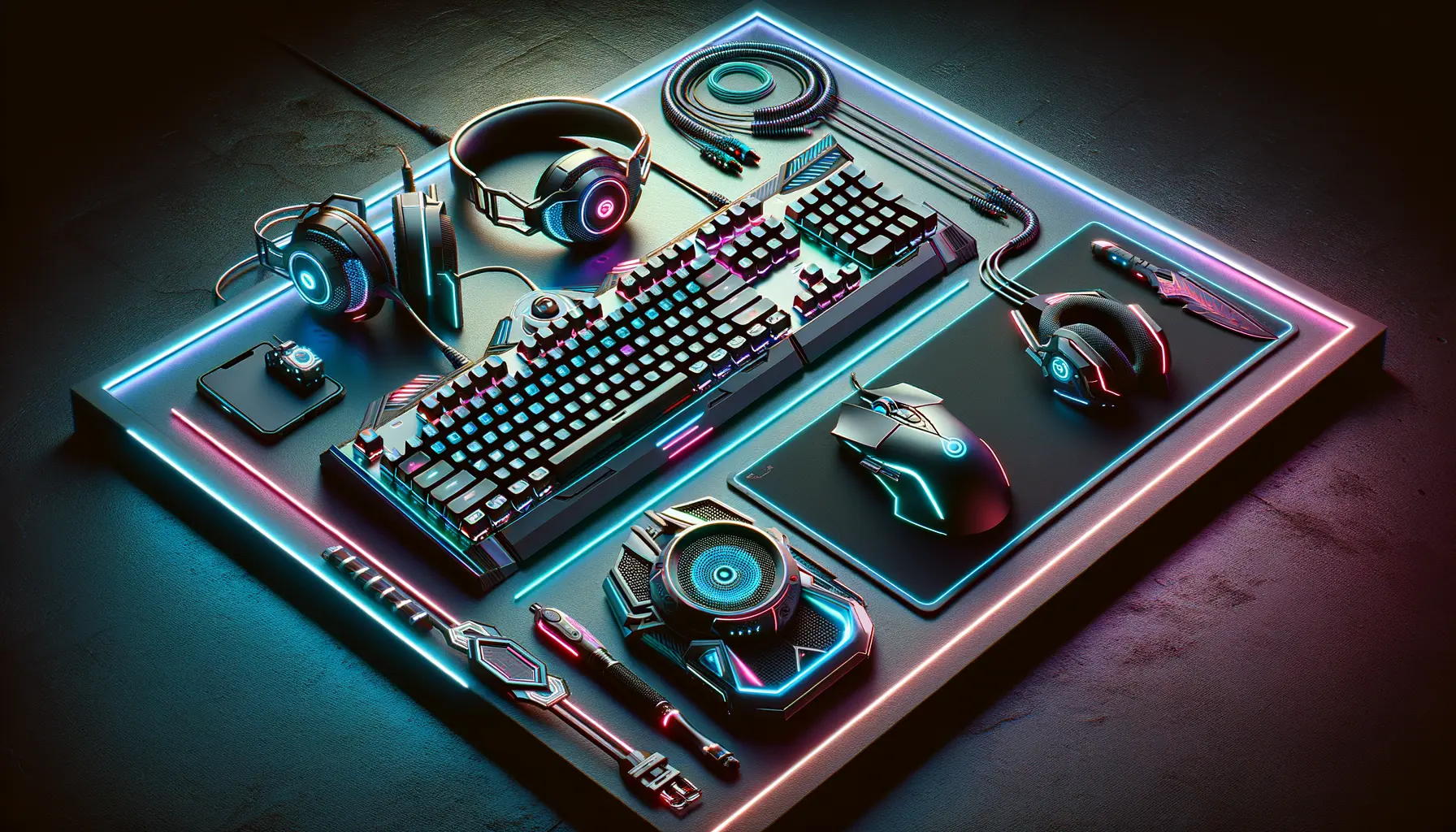 Gaming Zubehör wie Tastatur, Maus, Headset und LED-Beleuchtung für Gaming-Setup 2026
