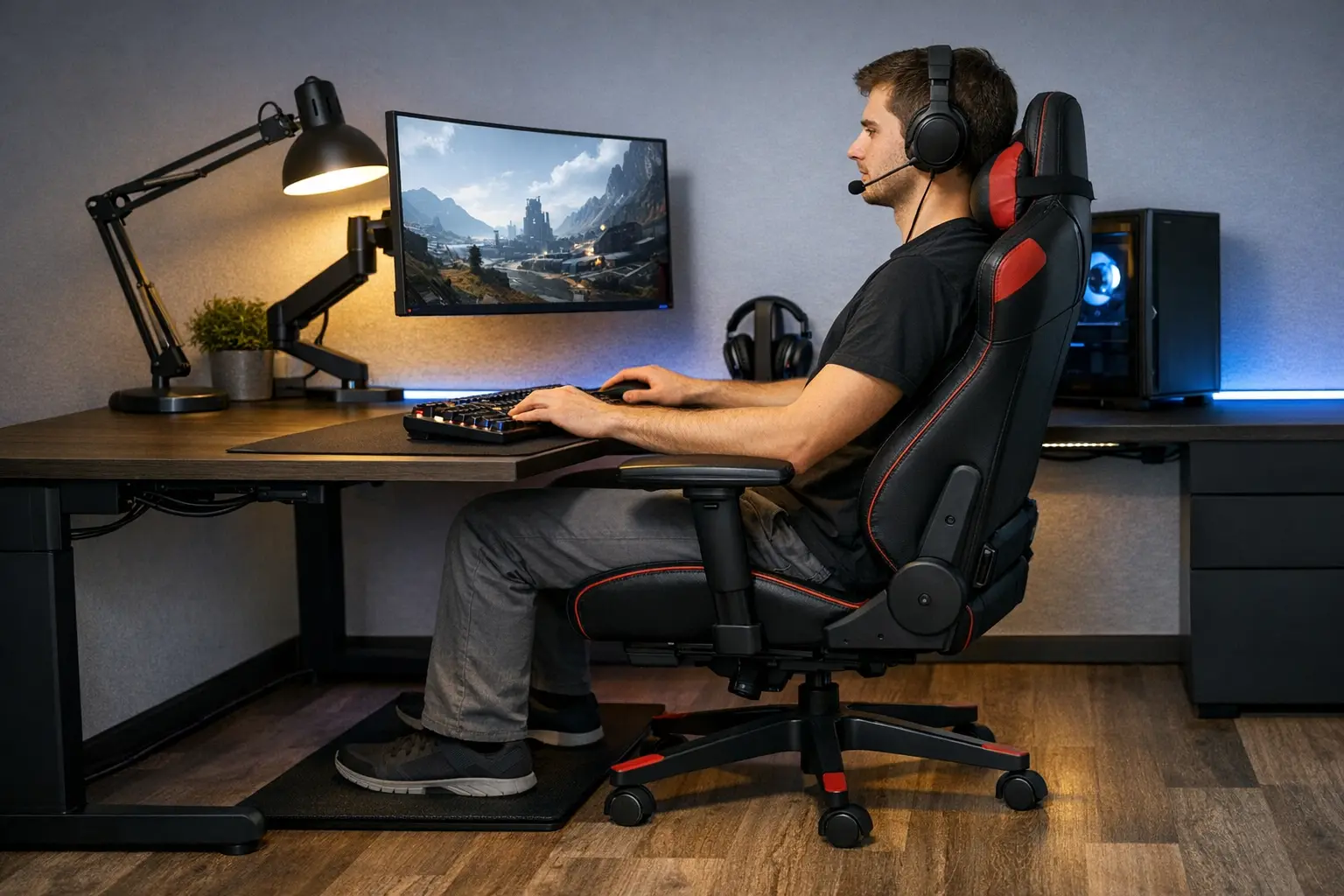 Gaming-Tipps Hardware Setup mit ergonomischer Anordnung für lange Sessions