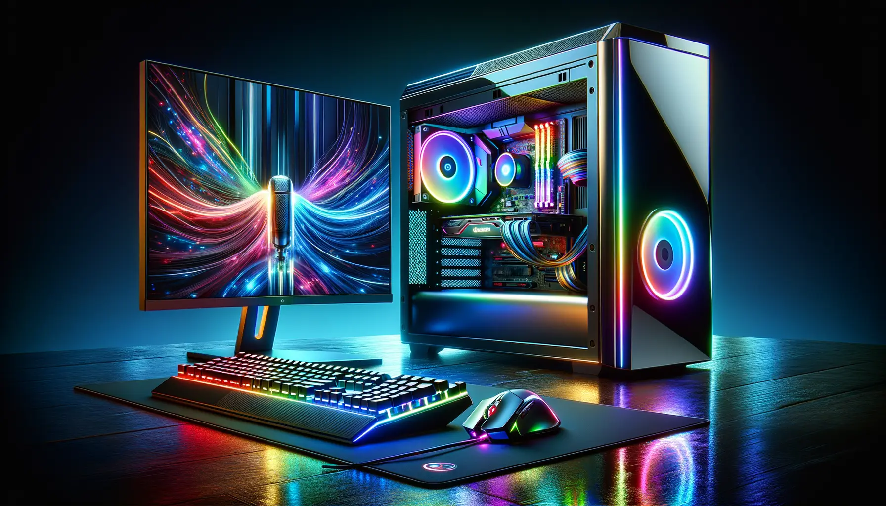 Gaming Hardware Setup für E-Sports mit PC, Monitor und Peripheriegeräten