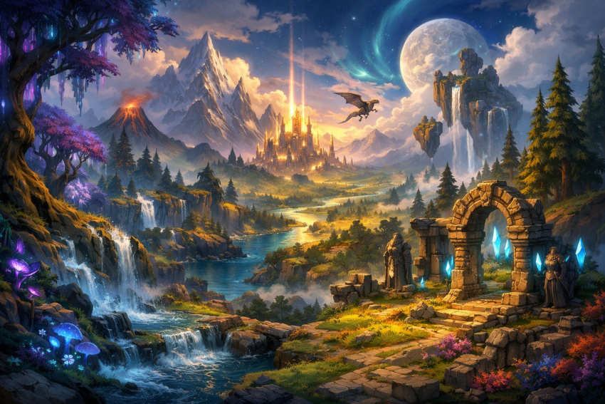 World of Warcraft Fantasywelt mit epischen Landschaften und Charakteren in Azeroth